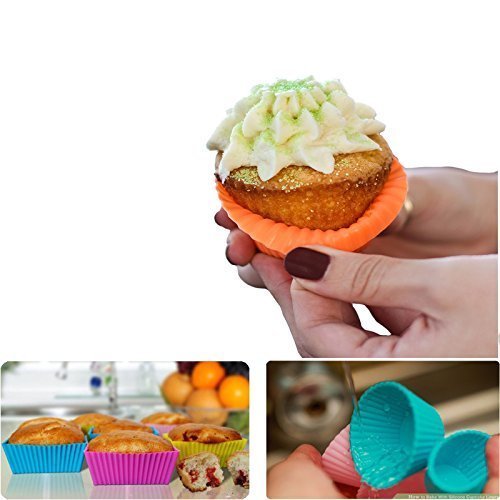 36 Pack Silicone Cupcake Muffin Baking Cups Liners Reusable Non-Stick Cake Molds Sets