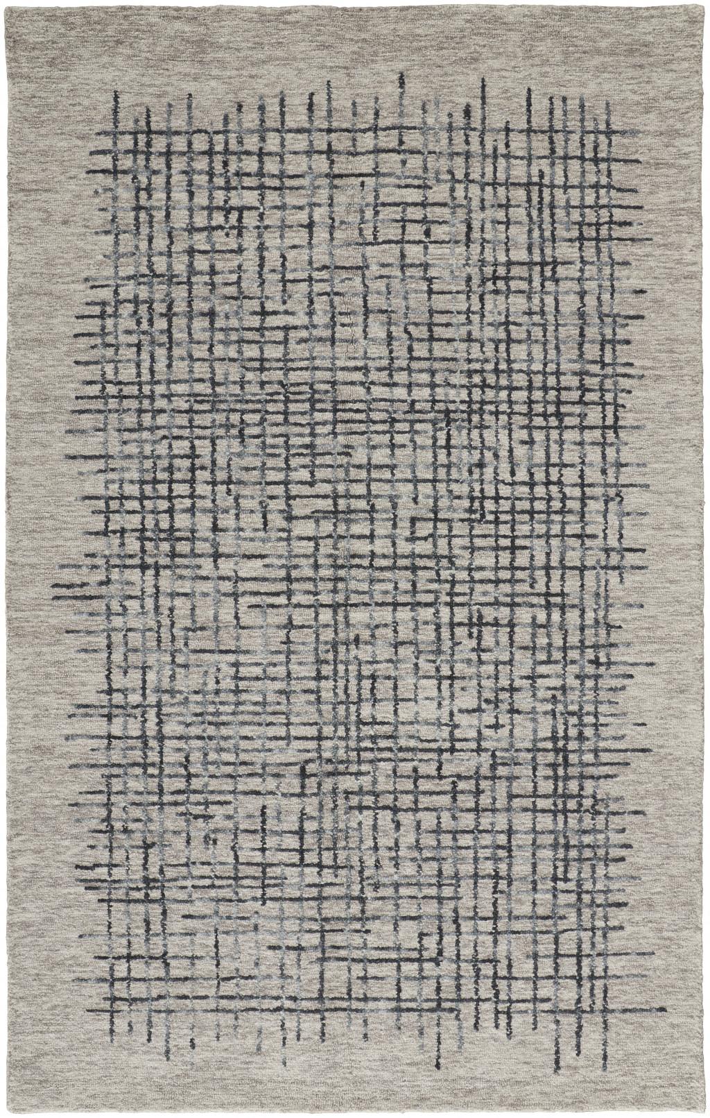 9 X 12 gray Black And Tan Wool Plaid Tufted Handmade Stain Resistant Area Rug