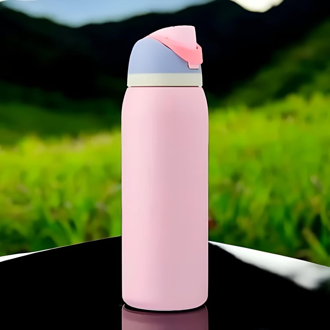 Stainless Steel Water Bottle 32 Oz With Flip Lid And Carry Loop (Light Pink, 960 Ml)