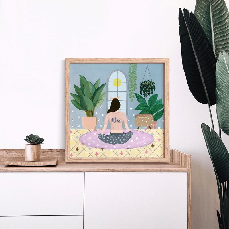 The Spring Palette | Relax Girl - Modern Wall Painting | Self Love Theme | Modern Art Painting For Living Room Bed Room And Offi