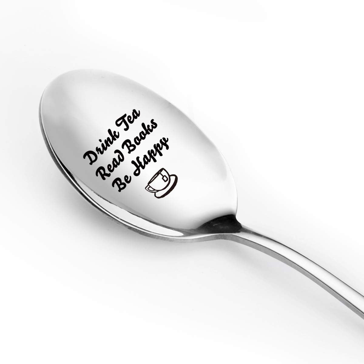 Drink Tea Read Books Be Happy Spoon - Funny Tea Spoon Engraved Stainless Steel For Tea Lovers - Best For Book Lover Bookworm Fri