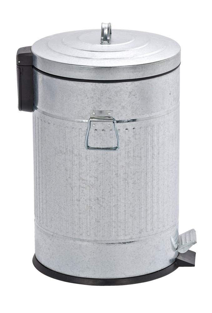 Wenko Step Trash Can With Lid And Pedal, Retro Metal Garbage Bin, For Bathroom, Kitchen, Office, Soft Close, 5 Gallon, 12.2 X 18