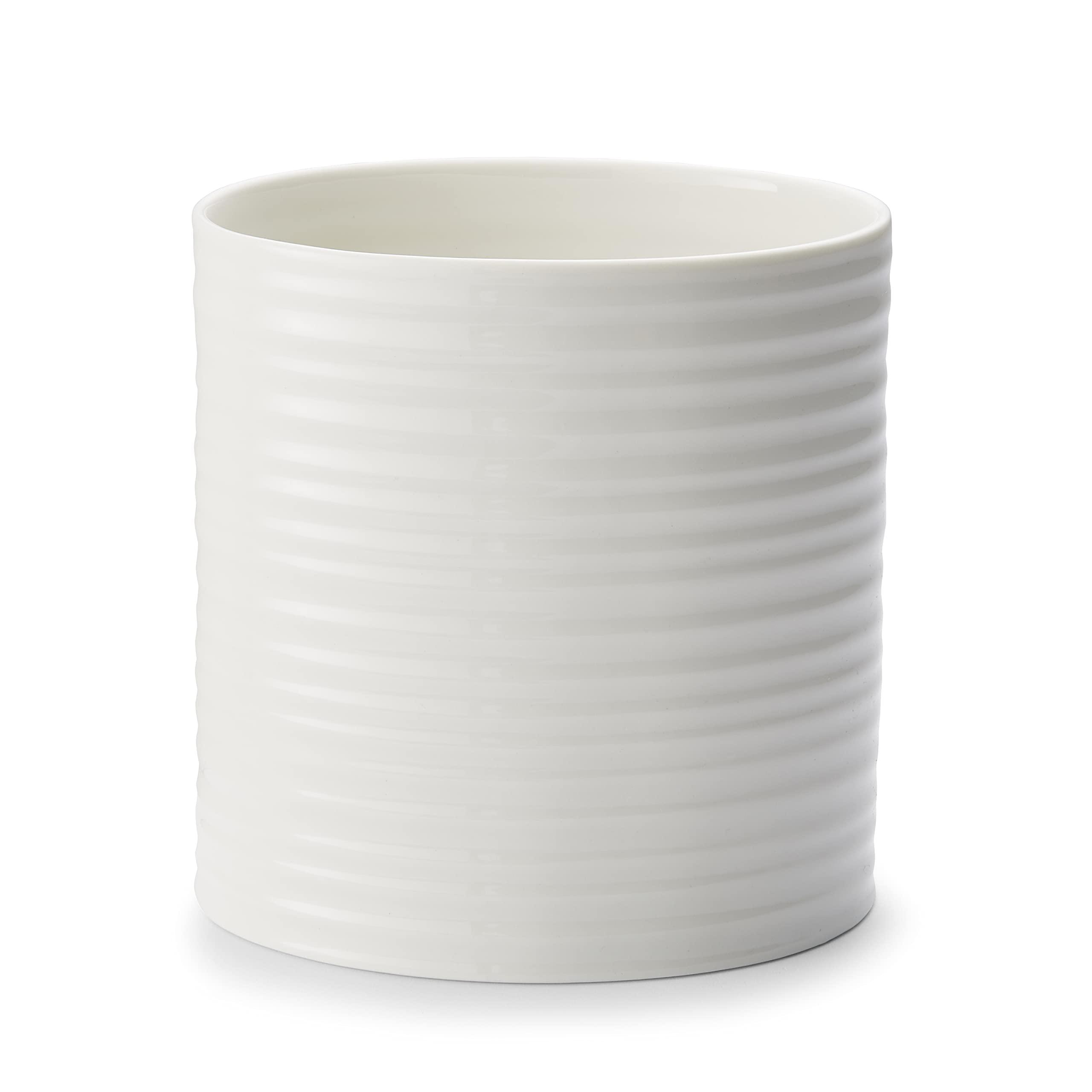 Portmeirion Sophie Conran White Oval Utensil Holder | 7.5 Inch Extra Large Utensil Crock For Kitchen Countertop And Home Decor |