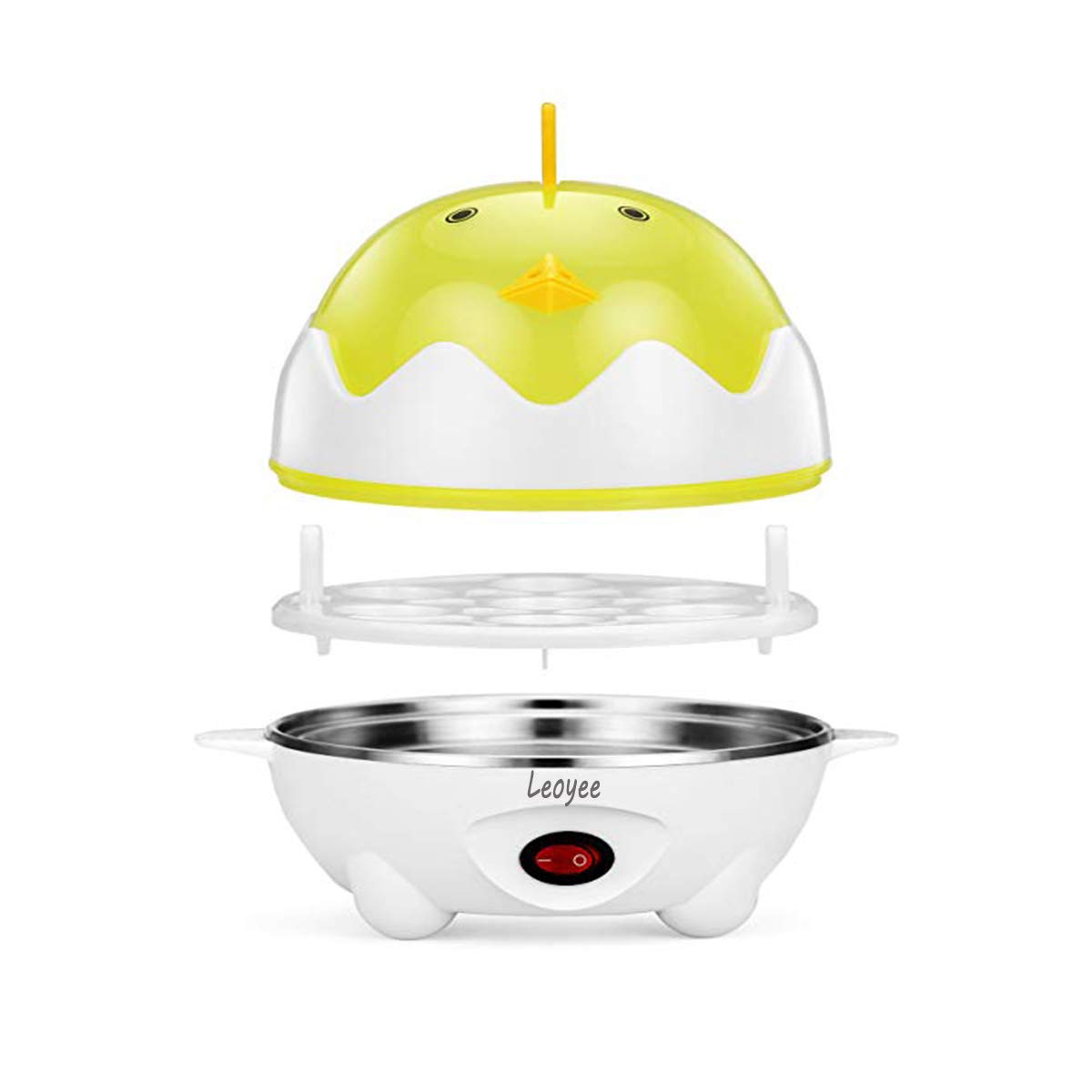 Leoyee Egg Cooker Electric Egg Poacher Egg Steamer Boiled Poached Rapid Egg Cooker With Automatic Shut Off, Soft, Medium, Hard-B