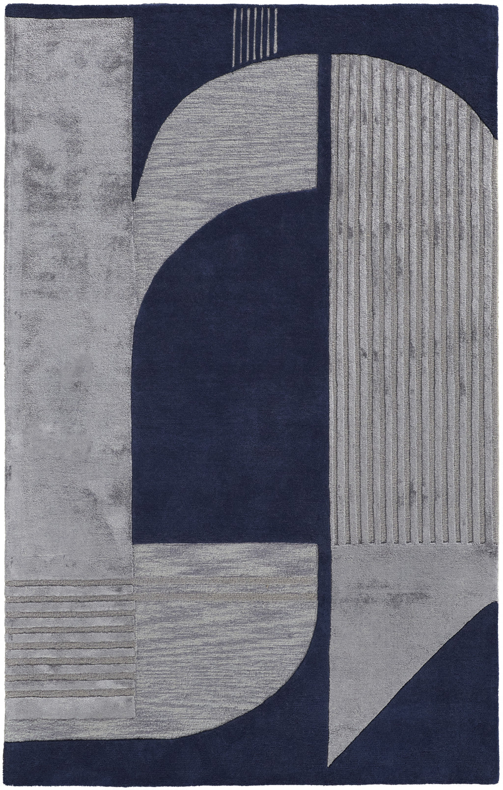 12 X 15 Blue And Silver Wool geometric Tufted Handmade Area Rug