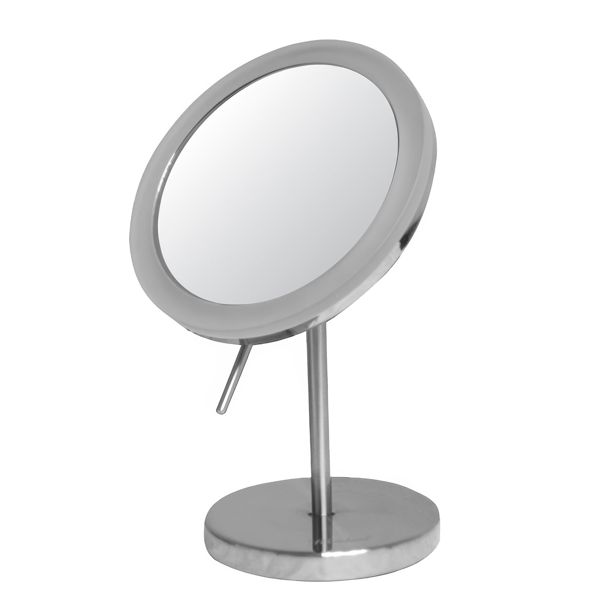 Whitehaus Collection Whmr106-Bn Whitehaus Round Freestanding Led 5X Magnified Mirror, Brushed Nickel