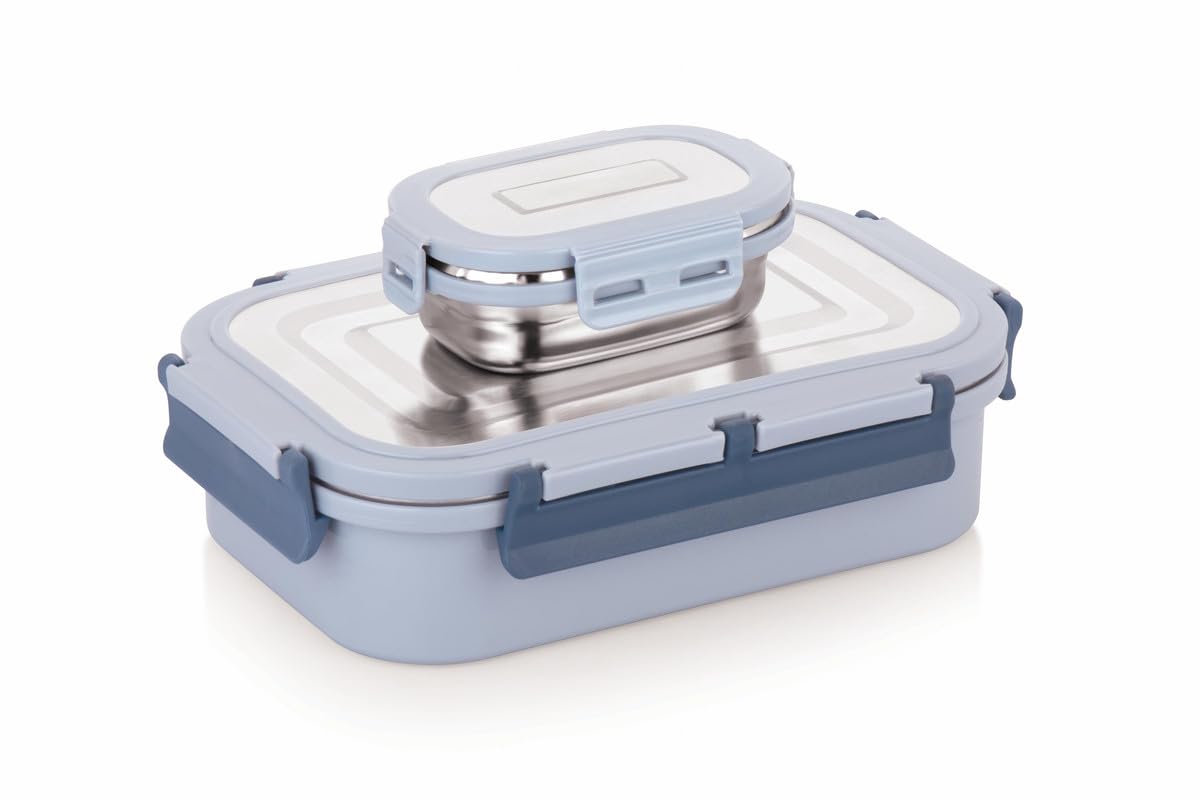 Warmeo Delight Insulated Stainless Steel Airtight Leak-Proof Lunch Box With Clip Lock Lid,Light Weight, Easy To Clean, Perfect F