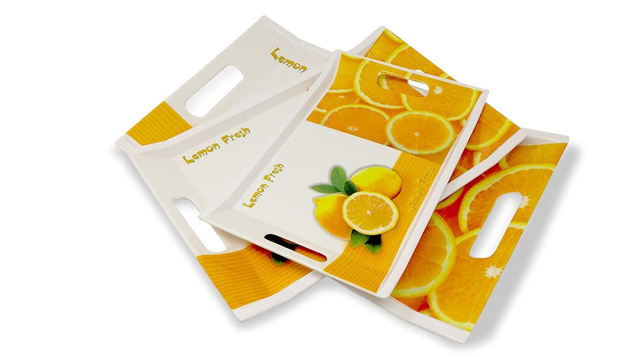 FEDOY Crystal by Fedoy Melamine Serving Tray, Set of 3 (Small, Medium and Large Size) Villori Series Tray, Rectangular