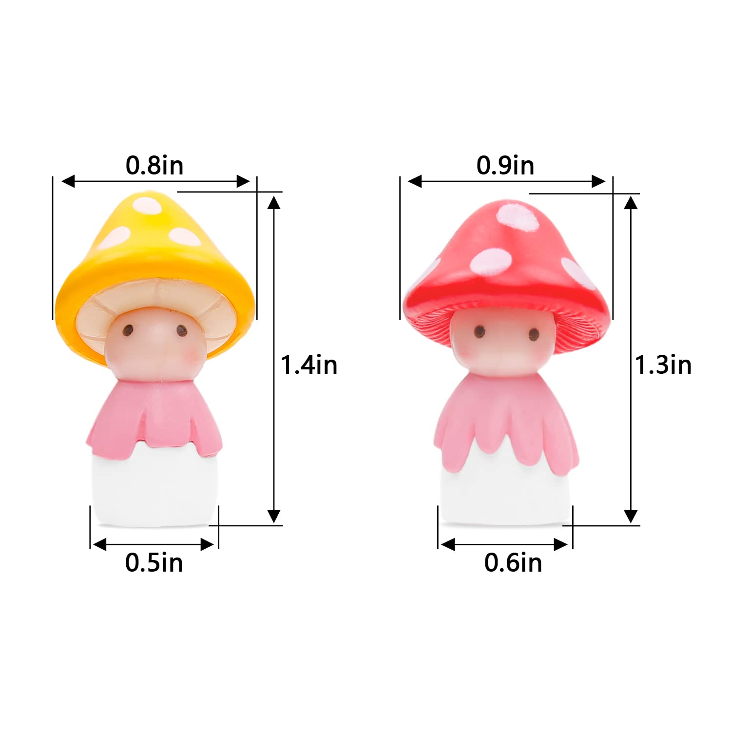 Ygmoner Car Interior Mini Mushroom Frigurines Dashboard Decorations Pack Of 4 Cute Decoration For Vehicle Room Cake (Mushroom)