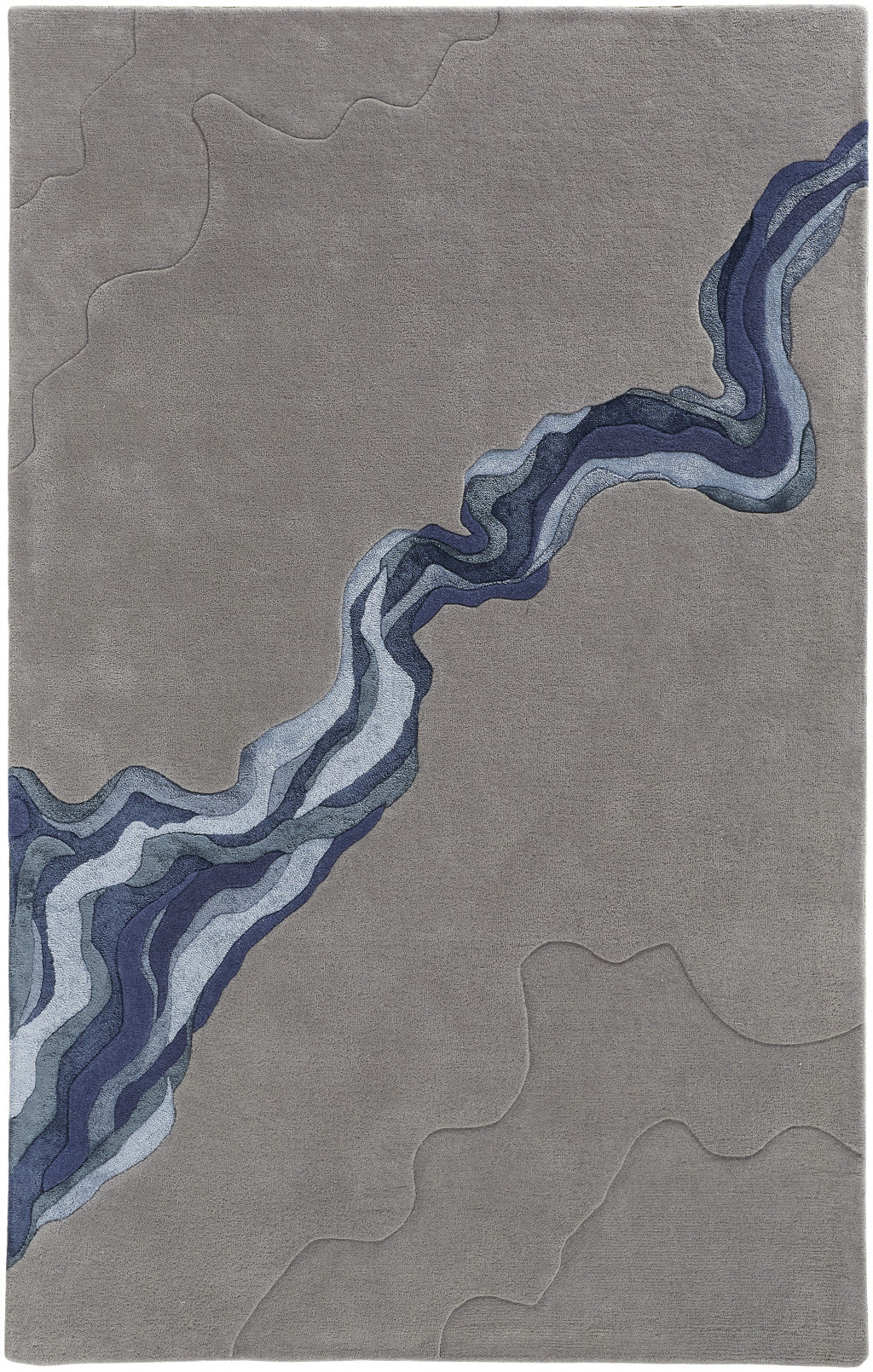 8 X 10 gray And Blue Wool Abstract Tufted Handmade Area Rug