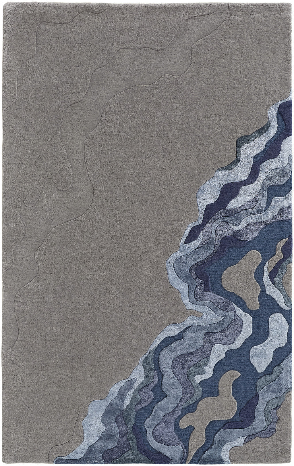 10 X 14 gray Taupe And Blue Wool Abstract Tufted Handmade Area Rug