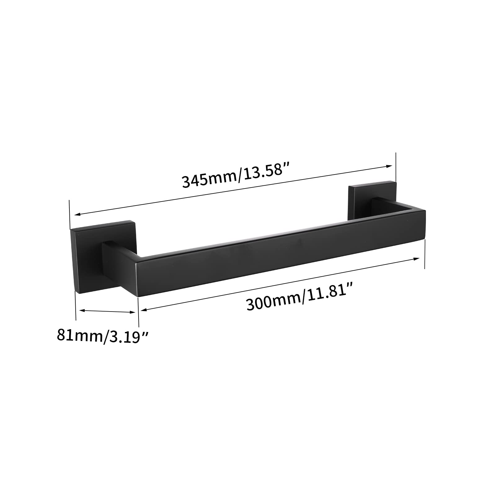 Lanc 12-Inche Bathroom Towel Bars, Matte Black Square Bathroom Towel Racks Hand Towel Holders Total-14 Stainless Steel Wall Moun