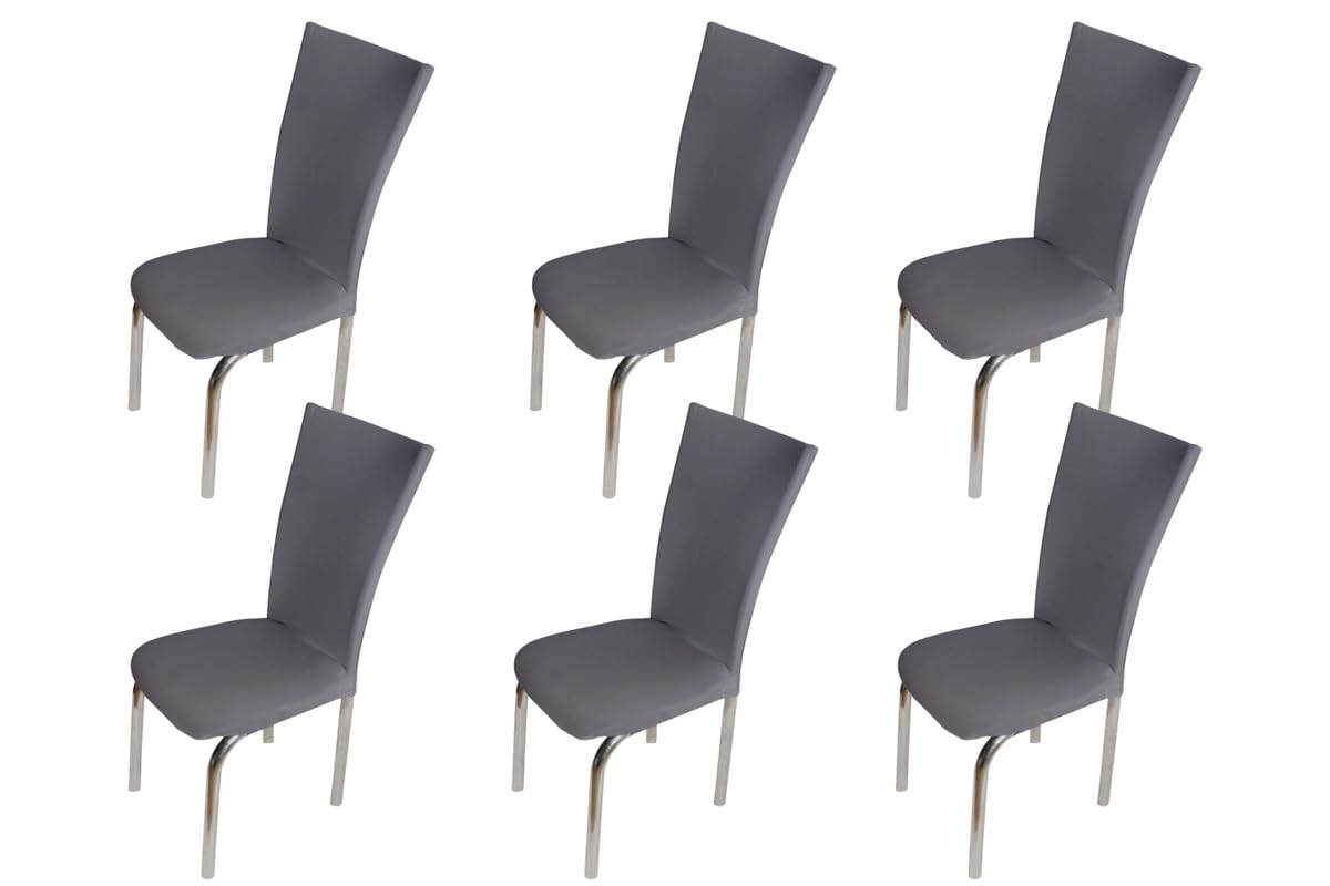 The Furnishing Tree Polyester Spandex Chair Cover Washable Stretchable Grey Set Of 6