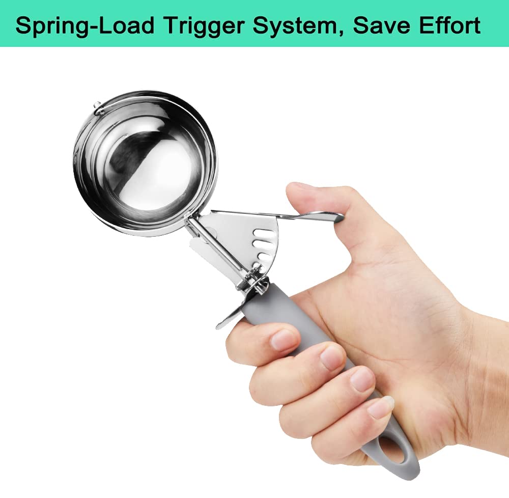 Junadael J Portion Scoop, 4 Oz Scooper, 8 Disher Scoop, 8 Tbsp Cupcake Scoop, Grey Handle, For Portion Control, Cookie Dough, Cu