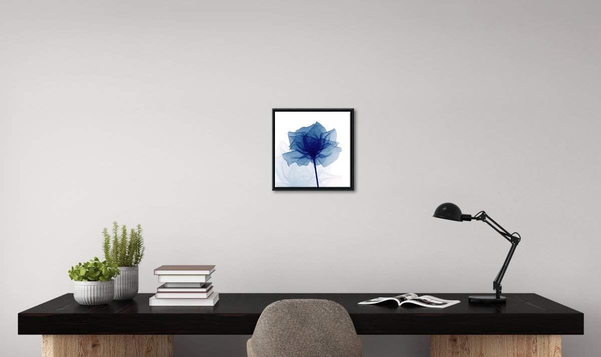Pyradecor Black Framed Blue Flickering Flower Modern Abstract Paintings Canvas Wall Art Grace Floral Pictures On Canvas Prints A