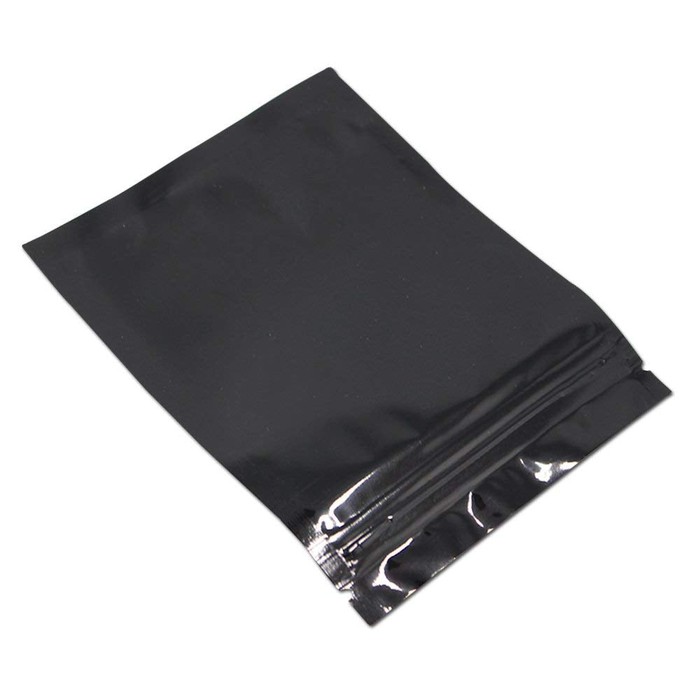 Pabck 100 Pack 4X5 Inch(Inside Size 3.5X3.9 Inch) Glossy Black Front Window Resealable Foil Zipper Lock Pouch For Zip Reclosable
