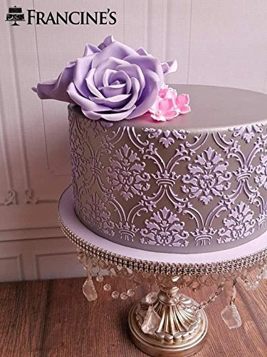 Designer Stencils Royal Damask Cake Foodgrade Stencil, 3.5 X 12.25