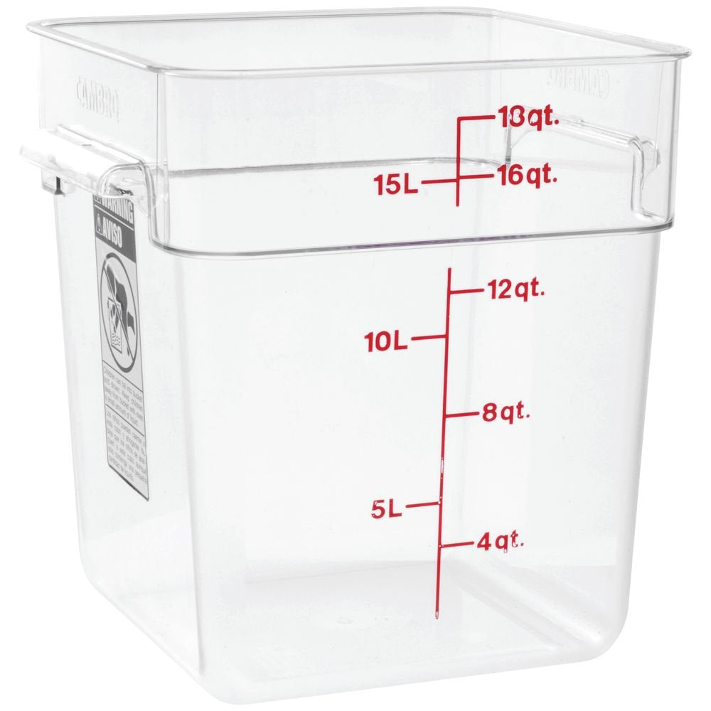 Cambro Camwear Polycarbonate Square Food Storage Container, 18 Quart