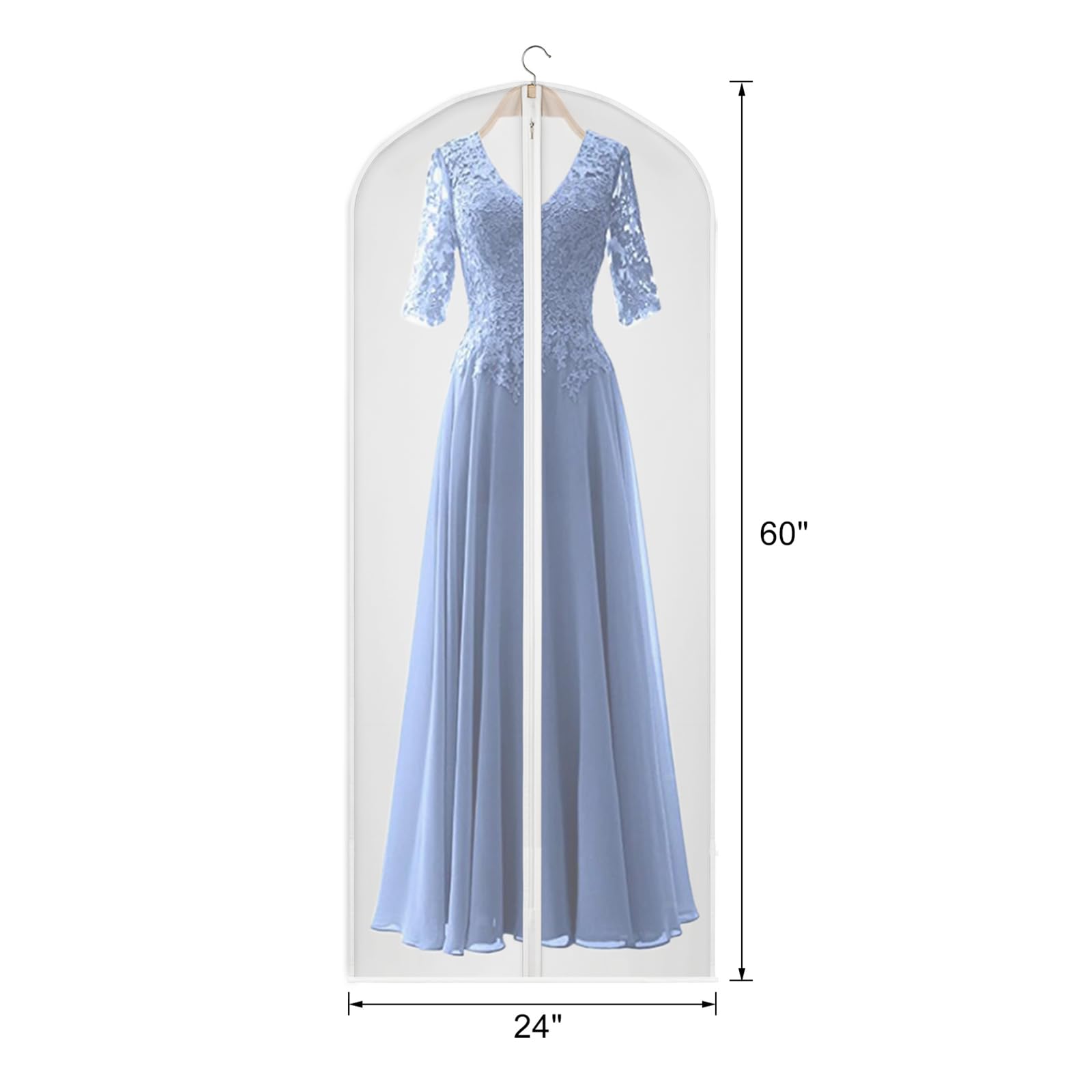 Kntiwiwo 60 Inches Garment Bags For Closet Storage With Zipper Clear Garments Bag For Gowns Long, Dresses, Suit, Coat - Set Of 2