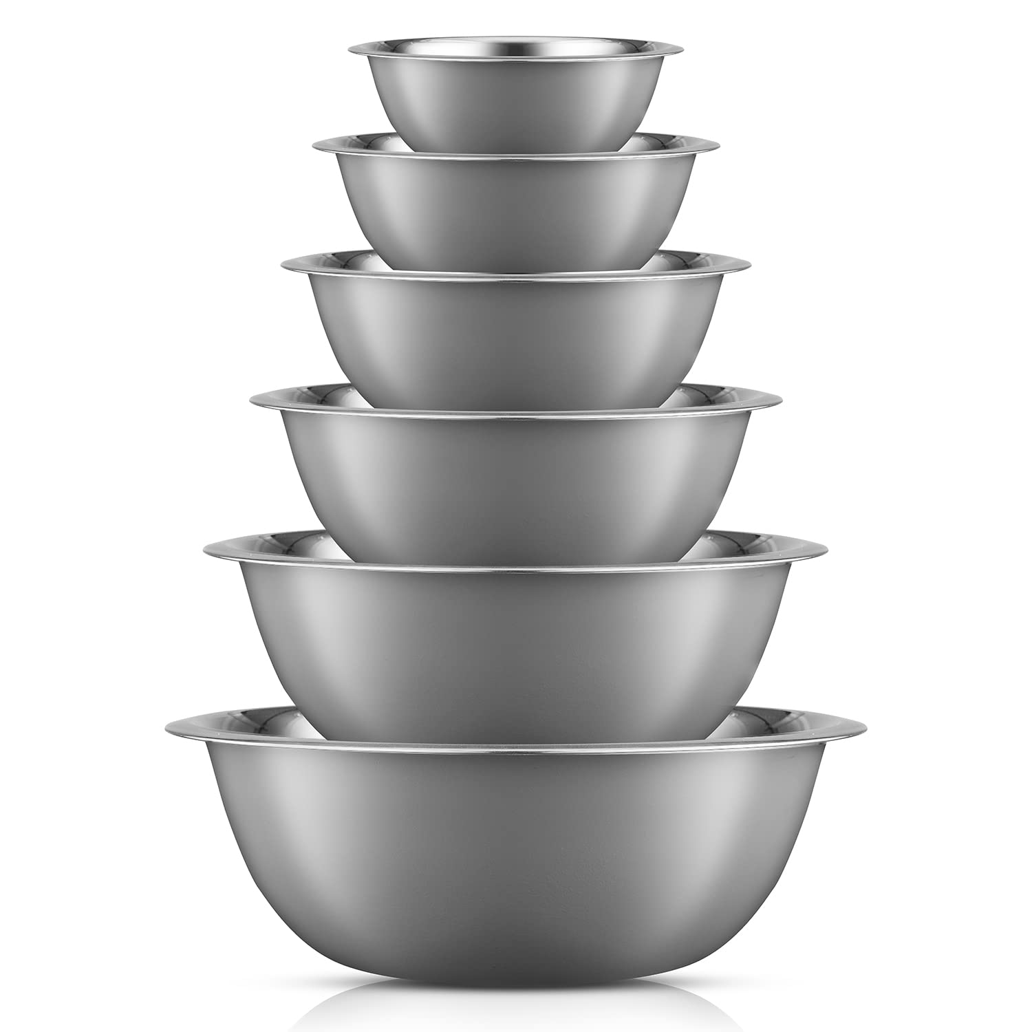 JoyJolt Stainless Steel Mixing Bowl Set of 6 Bowls (Grey). 5qt Large to 0.5qt Small Metal Bowl. Kitchen, Cooking and Storage Nes