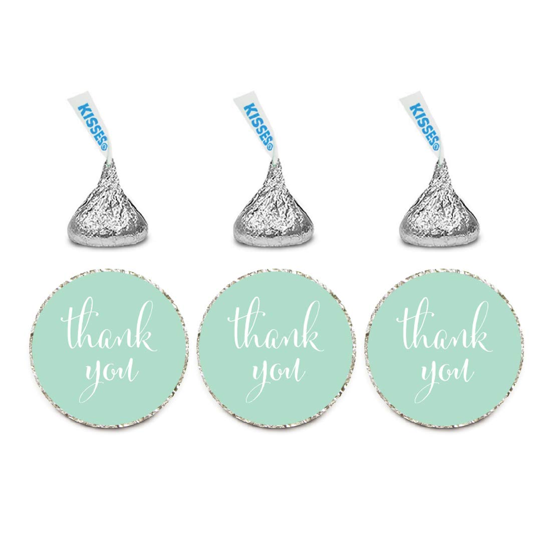 Andaz Press Chocolate Drop Labels Stickers, Thank You, Mint Green, 216-Pack, For Wedding Birthday Party Baby Bridal Shower Kisse