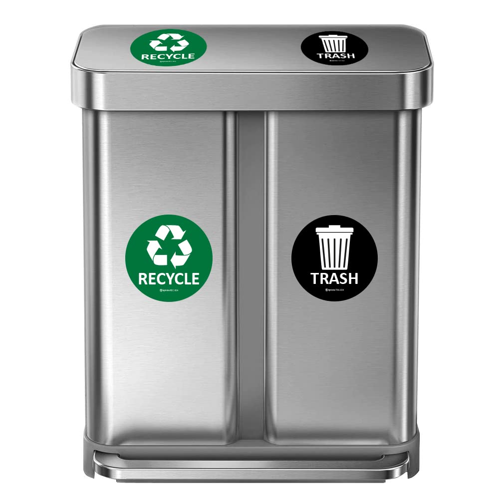 Ignixia (Pack Of 04) Recycle & Trash Stickers Indoor & Outdoor Trash Bin Decals Recycle & Trash Symbols Sticker 4 X 4 Inches Sel