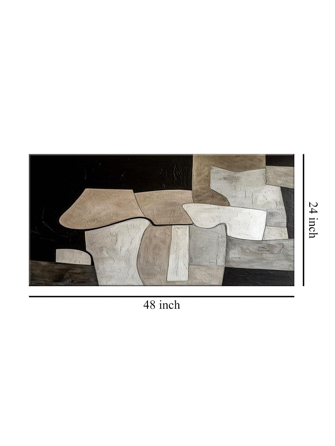 999Store Minimalist Geometric Canvas Painting Neutral Tones Modern Wall Art Decor Large Painting, Big Painting (24X48 Inches Flp