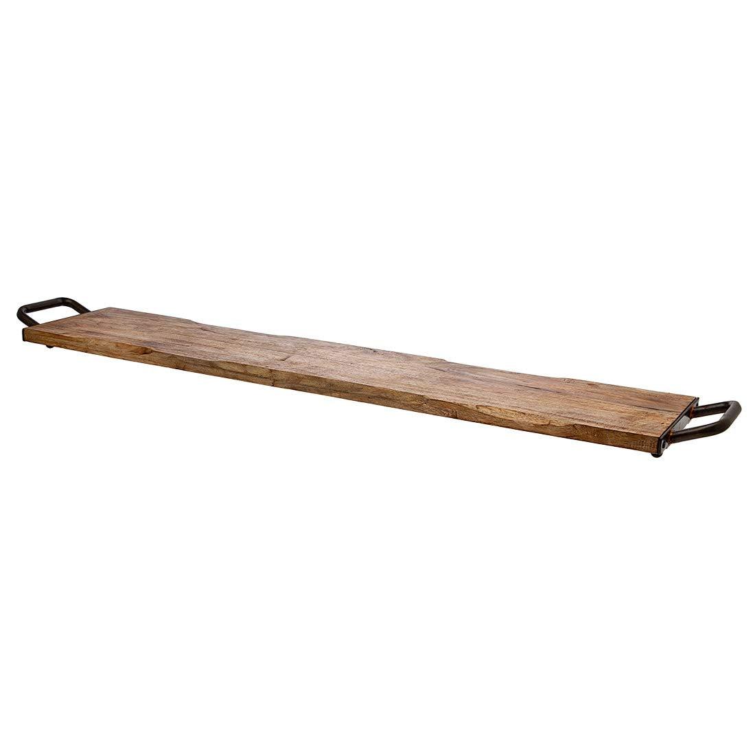 Godinger Wood Serving Tray, Charcuterie Platter Cheese Board With Metal Handles - 40 Inch