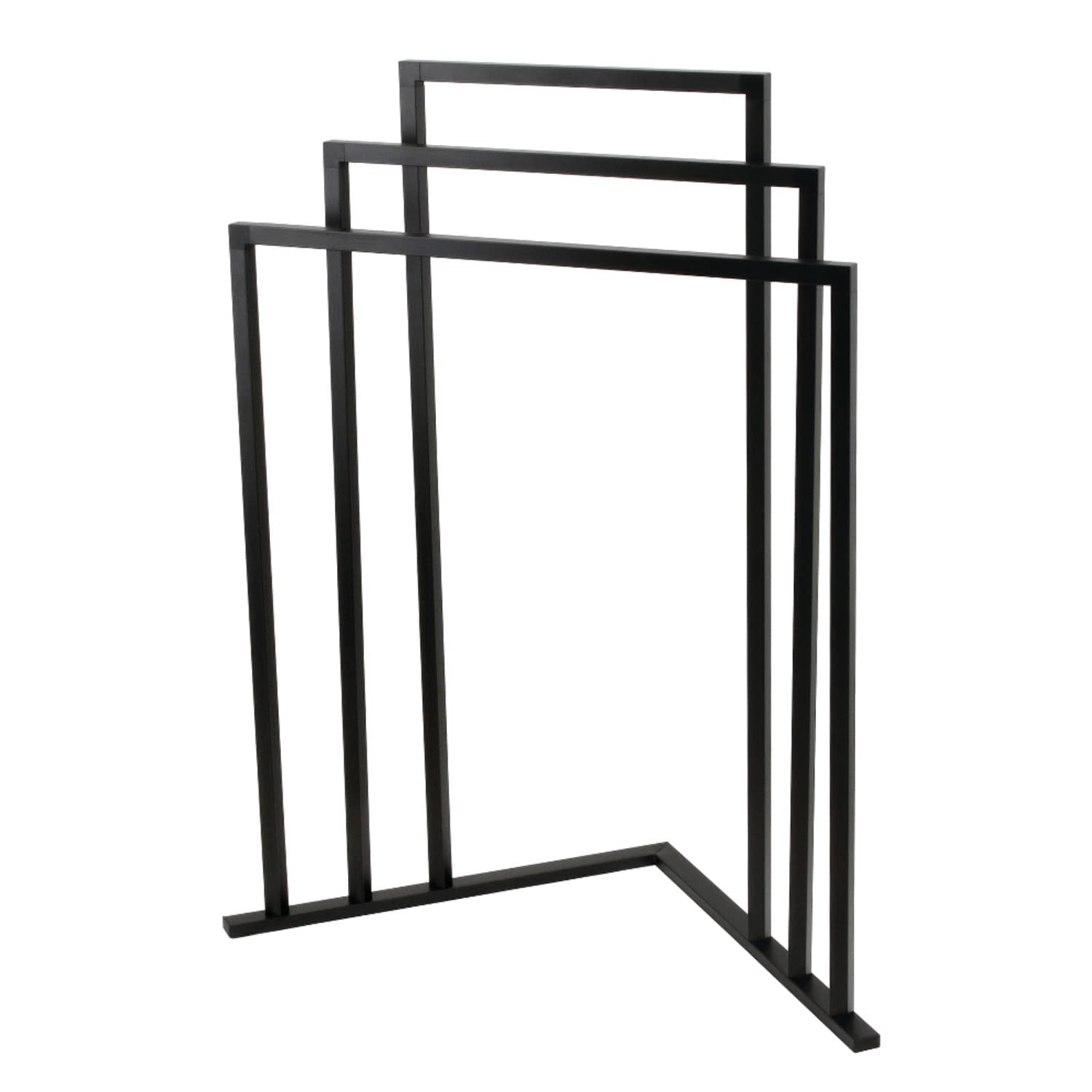 Kingston Brass SCC8270 Edenscape L-Shaped Freestanding 3-Tier Steel Corner -Towel Rack, Matte Black