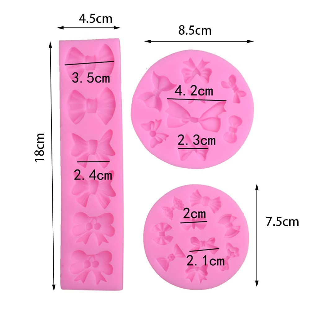 Cestony 3Pcs Mini Bow Silicone Molds For Diy Cake Fondant Biscuit Cookies Soap Sugar Pudding Chocolate Hard Candies Dessert Cand