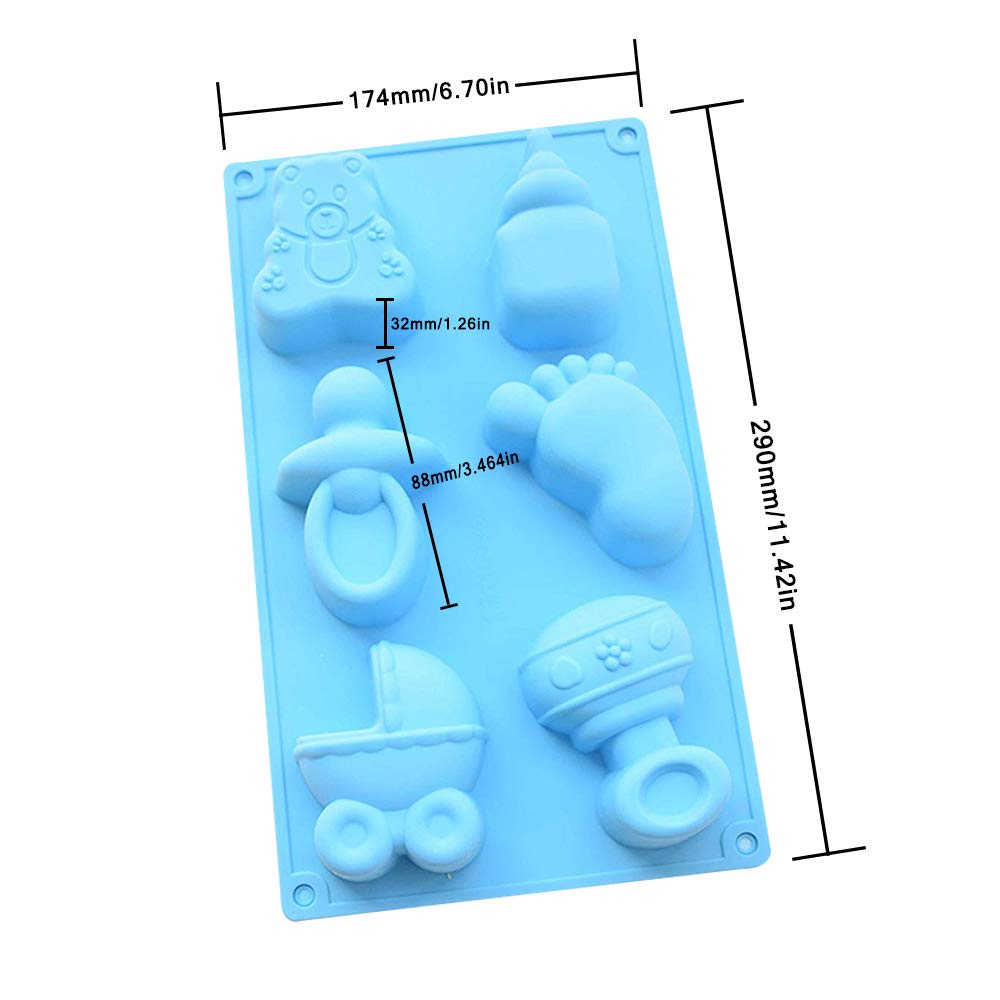 3 Pack Baby Shower Party Silicone Mold,Danzix Baby Carriage Feeding Bottle Little Feet Bear Pacifier Silicone Fondant Mold For S