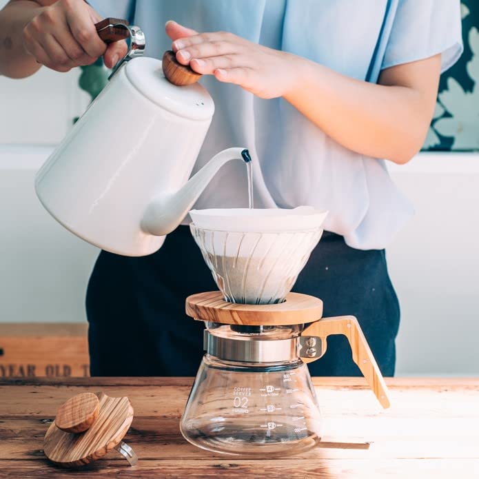 Hario Glass Coffee Server, 600Ml, Olive Wood