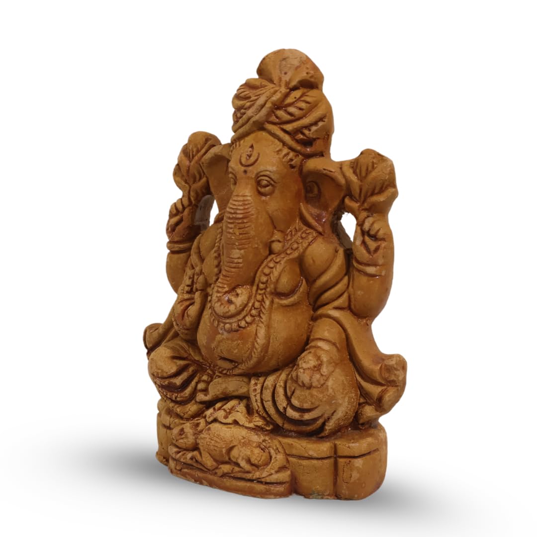Vasamsa, Ganesha Idol, Eco-Friendly Clay Ganesha Idol For Home Decor, Pooja Room, Handcrafted Ganpati Murti, Small Ganesh Idol |