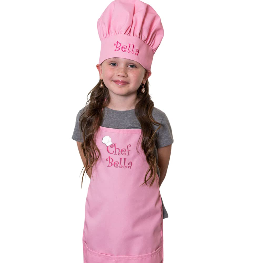 THE APRONPLACE Personalized Chef Apron & Hat Set for Kids, Royal, 24"L x 16"W, Polyester