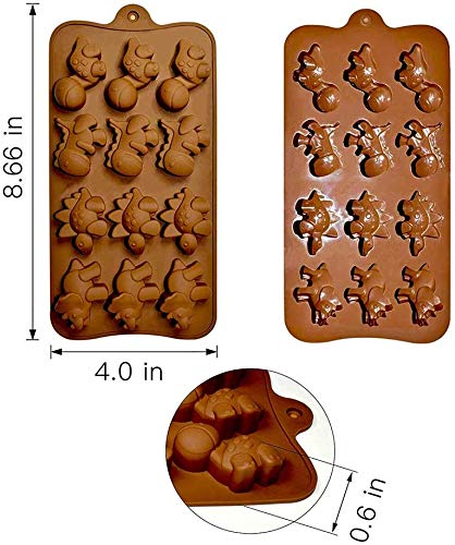 Dinosaur Shaped Silicone Chocolate Mold 3Pcs 12-Cavity Non-Stick Reusable Candy Jelly Gummy Cookie Ice Cube Tray Mould