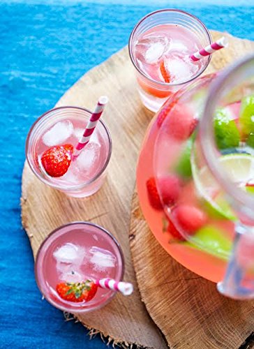 Outside The Box Papers Strawberry Shortcake Theme Polka Dot And Striped Paper Straws 7.75 Inches 100 Pack Red, Pink, Lime Green,