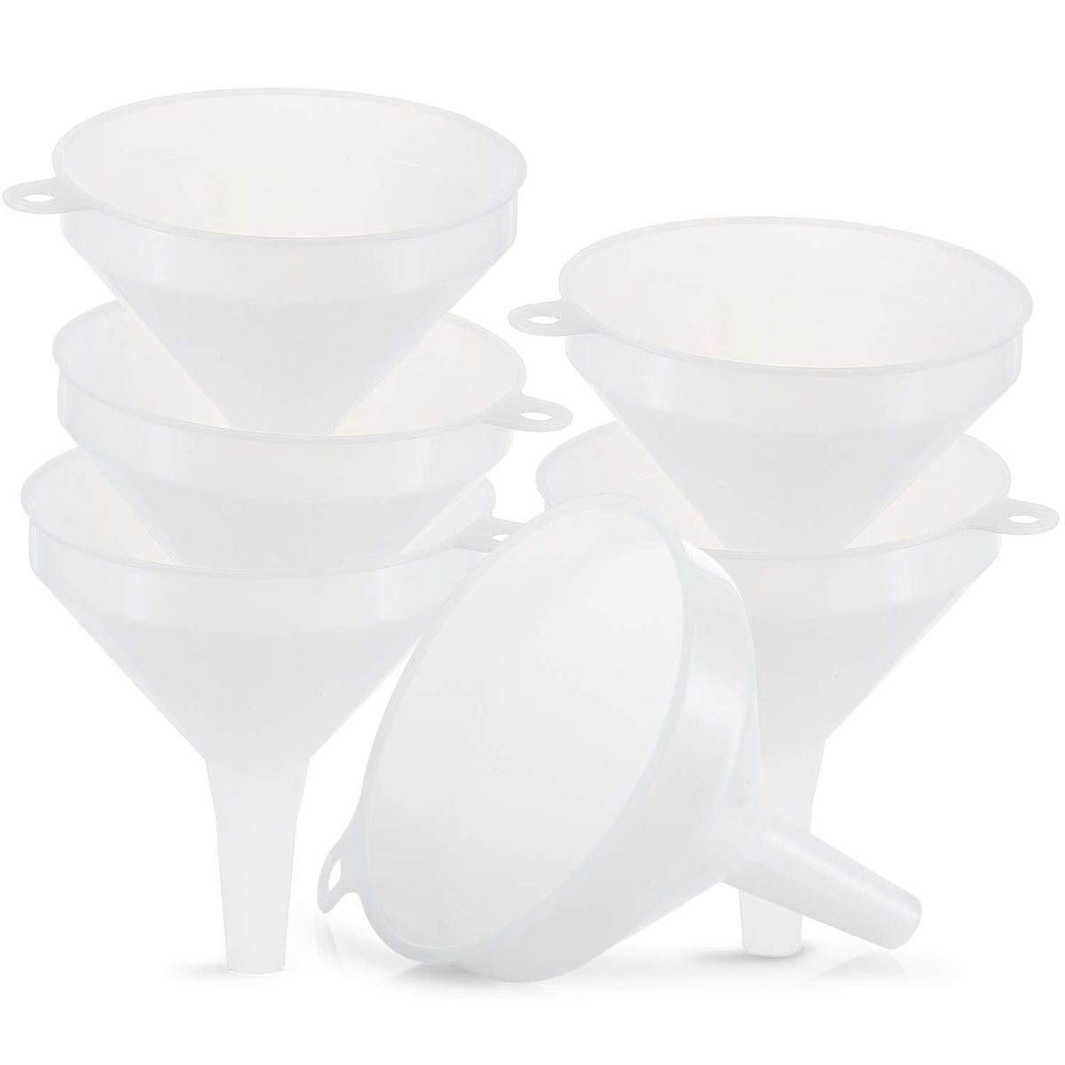 6 Pack - 3.5'' Funnels For Filling Bottles -Multi-Purpose Funnels For Kitchen Use - Plastic Funnel Set With Long Reaching Spout