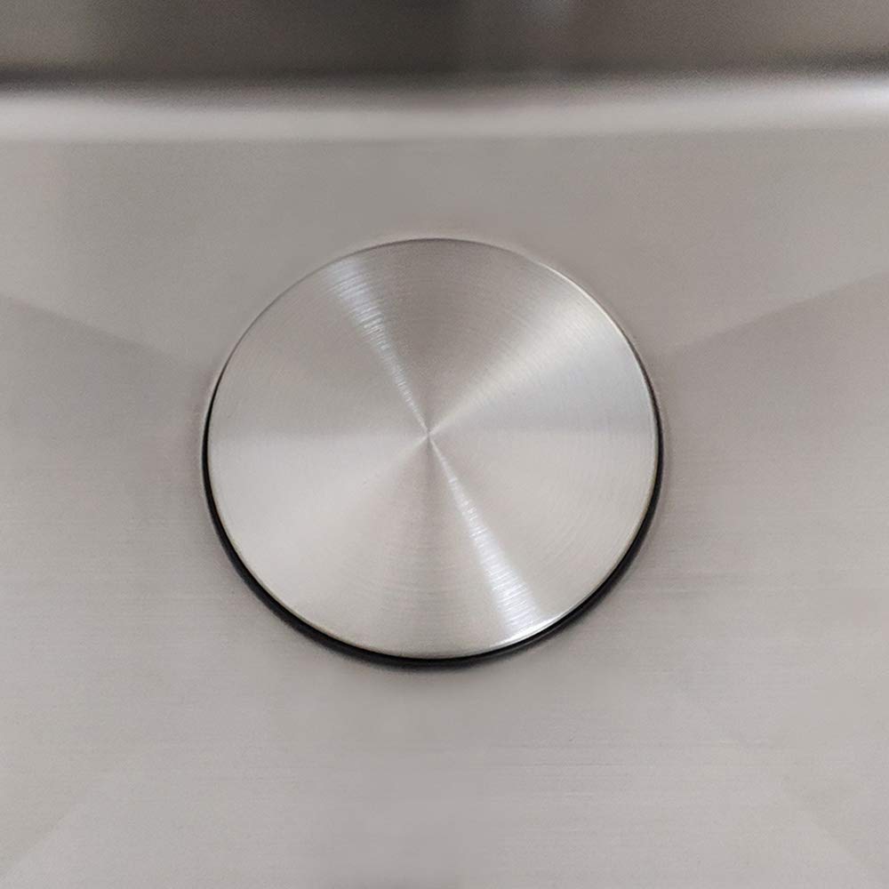 GZILA 3.5'' Kitchen Sink Drain Strainer Assembly Kit with Stopper Decor Flat Cover Lid  Removable Deep Waste Basket Replacement  Stainless Steel Brushed Nickel Drains