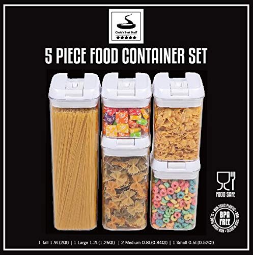 Airtight Food Storage Container Set Of 5 By Cooksbeststuff - Safety First - Bpa Free - Meets Fda Food Contact Requirements - Pas