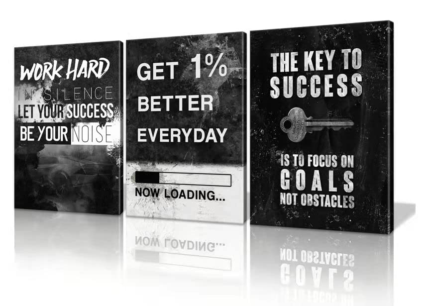 Kawahone Success Canvas Wall Art For Home Office Workplace, Perseverance Leader Canvas Quotes Motivate Success Positive Poster F