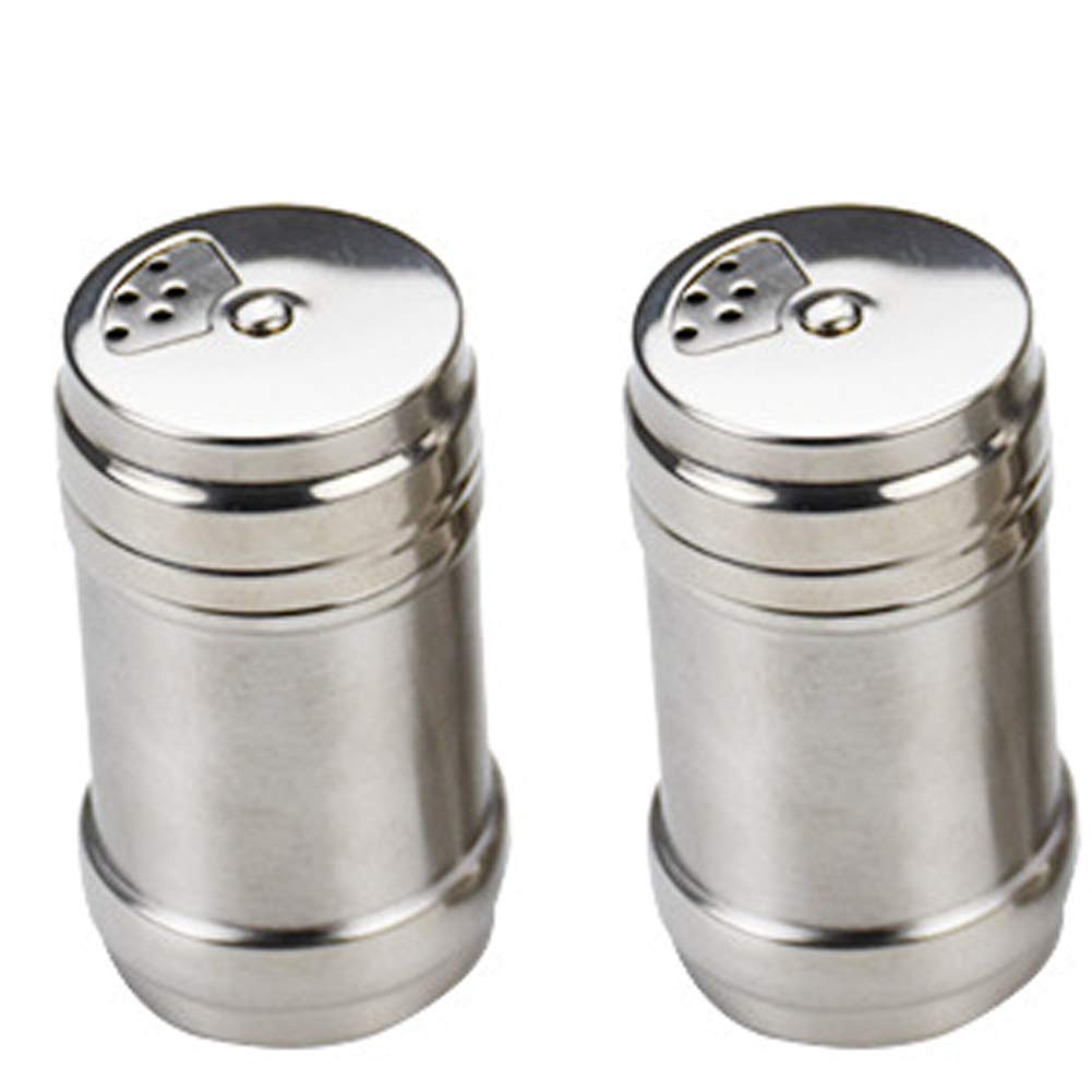 2 Pieces Stainless Steel Salt Spice Sugar Pepper Flavour Bottles Shaker Spice Bottle Airtight Spice Shaker With Top Rotatable Se