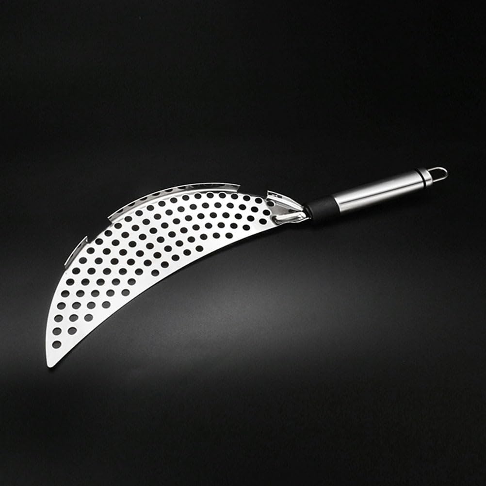 Pot Strainer With Handle Stainless Steel Pasta Strainer Crescent Pot Strainer Colander Spaghetti Fry Drainer, Food Strainers For