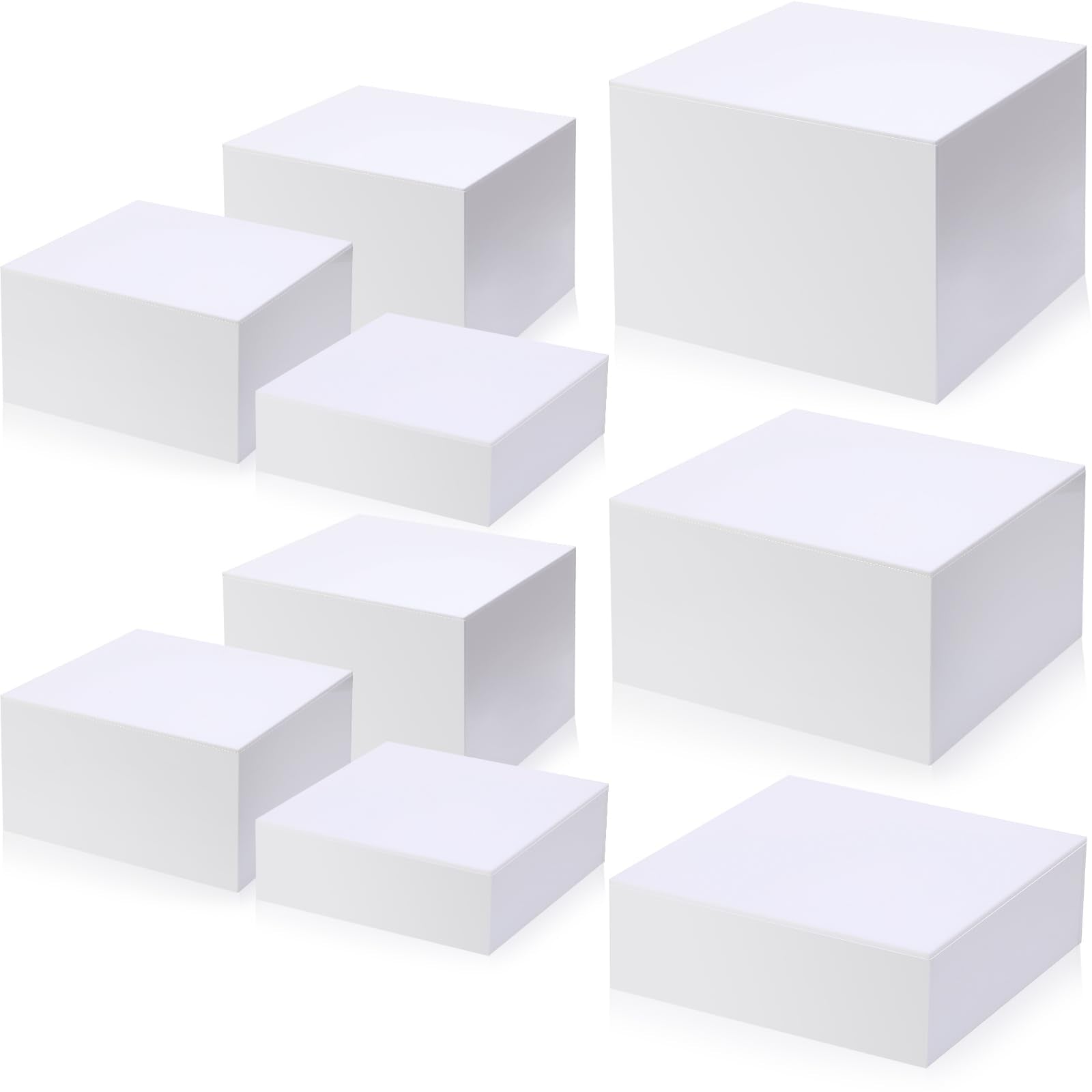 Suzile 9 Pcs Acrylic Buffet Risers Display Box Cube 5 Sided Food Riser Table Stand for Display with Hollow Bottoms for Party, 8 