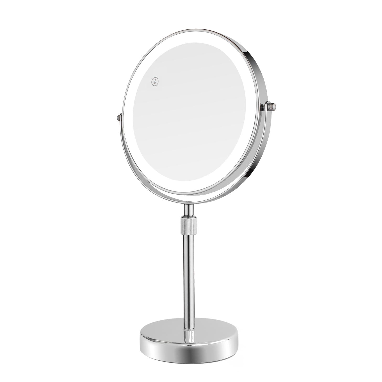 Nicesail Led Lighted Tabletop Makeup Mirror Of 8 Inch, Rechargeable Mirror With Light Of 3 Colors, Brightness Adjustable, Height