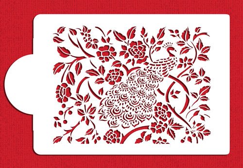 Designer Stencils Floral Tree Peacock Cake Side Stencil