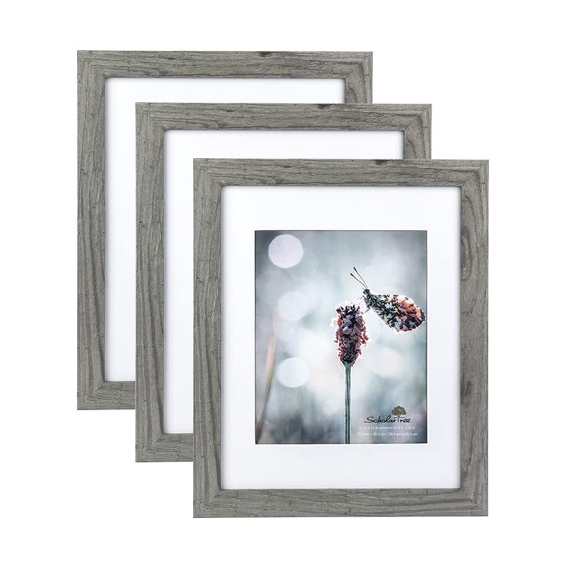 Scholartree Grey 11x14 Picture Frame set of 3,Display 11x14 without Mat or 8x10 with Mat,Wall Gallery Photo Frames