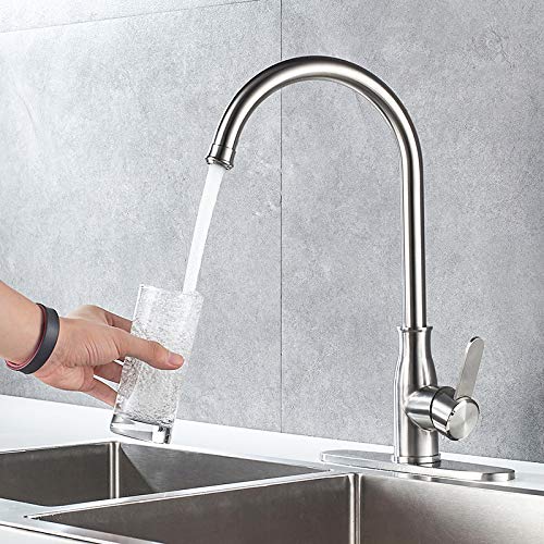 Kohonby Single Handle Kitchen Faucet Stainless Steel Brushed Nickel,Modern High Arc Kitchen Sink Faucet, Commercial Bar Sink Fau
