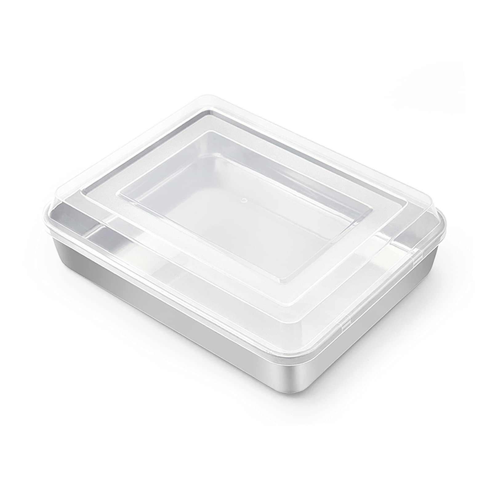 Teamfar Rectangular Cake Pan With Lid, 9.3 X 7 Stainless Steel Small Lasagna Baking Roasting Pan, Non-Toxic & Deep Side, Dishwas