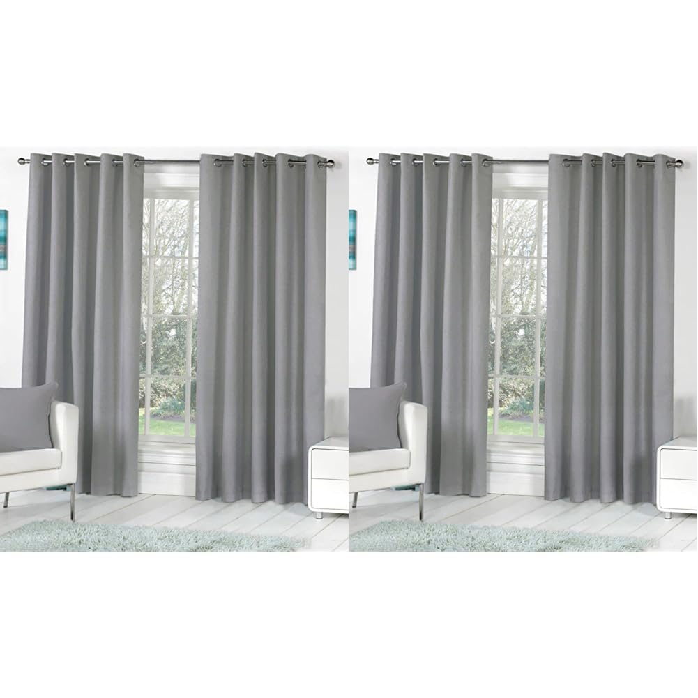 Homefab India Royal Silky Solid Polyester Grommet Sheer Window Curtain-5 Feet, Grey-2 Piece (Pack Of 2)