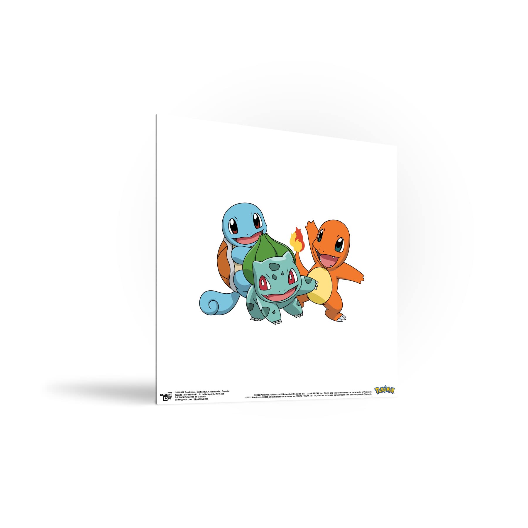 Trends International Gallery Pops Pokemon - Bulbasaur, Charmander, Squirtle Wall Art, Unframed Version, 12'' X 12''